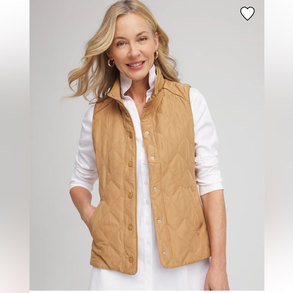 Chico’s Rib Trim Quilted Vest